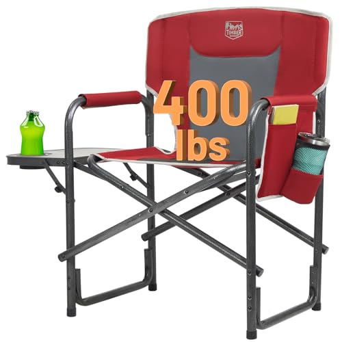 TIMBER RIDGE Folding Rocking Camping Chair, 400lbs Capacity Portable Oversized Outdoor Rocker with Hard Armrests, Cup Holder & Side Pocket