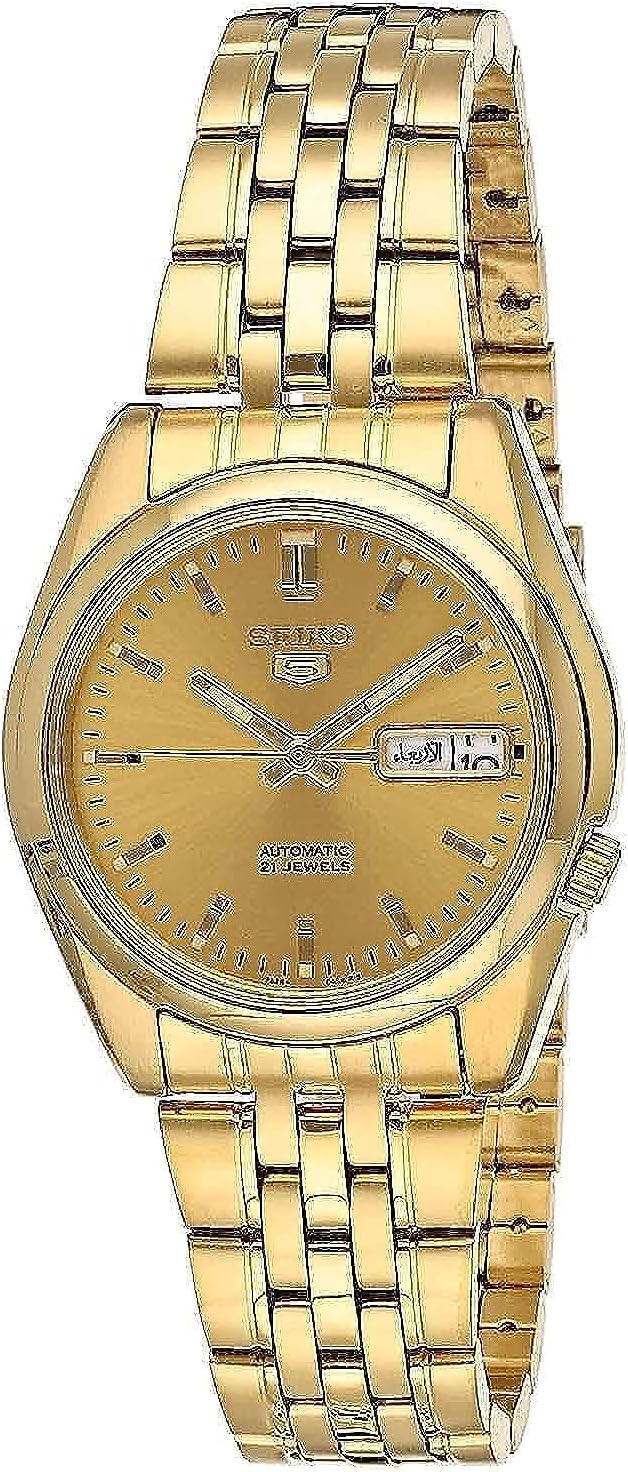 Seiko Men's SNK366K 5 Automatic Gold Dial Gold-Tone Stainless Steel Watch