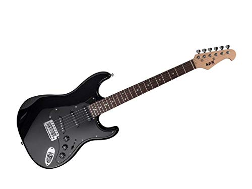 Monoprice Cali Classic Electric Guitar - Black, 6 Strings, Double-Cutaway Solid Body, Right Handed, SSS Pickups, Full-Range Tone, With Gig Bag