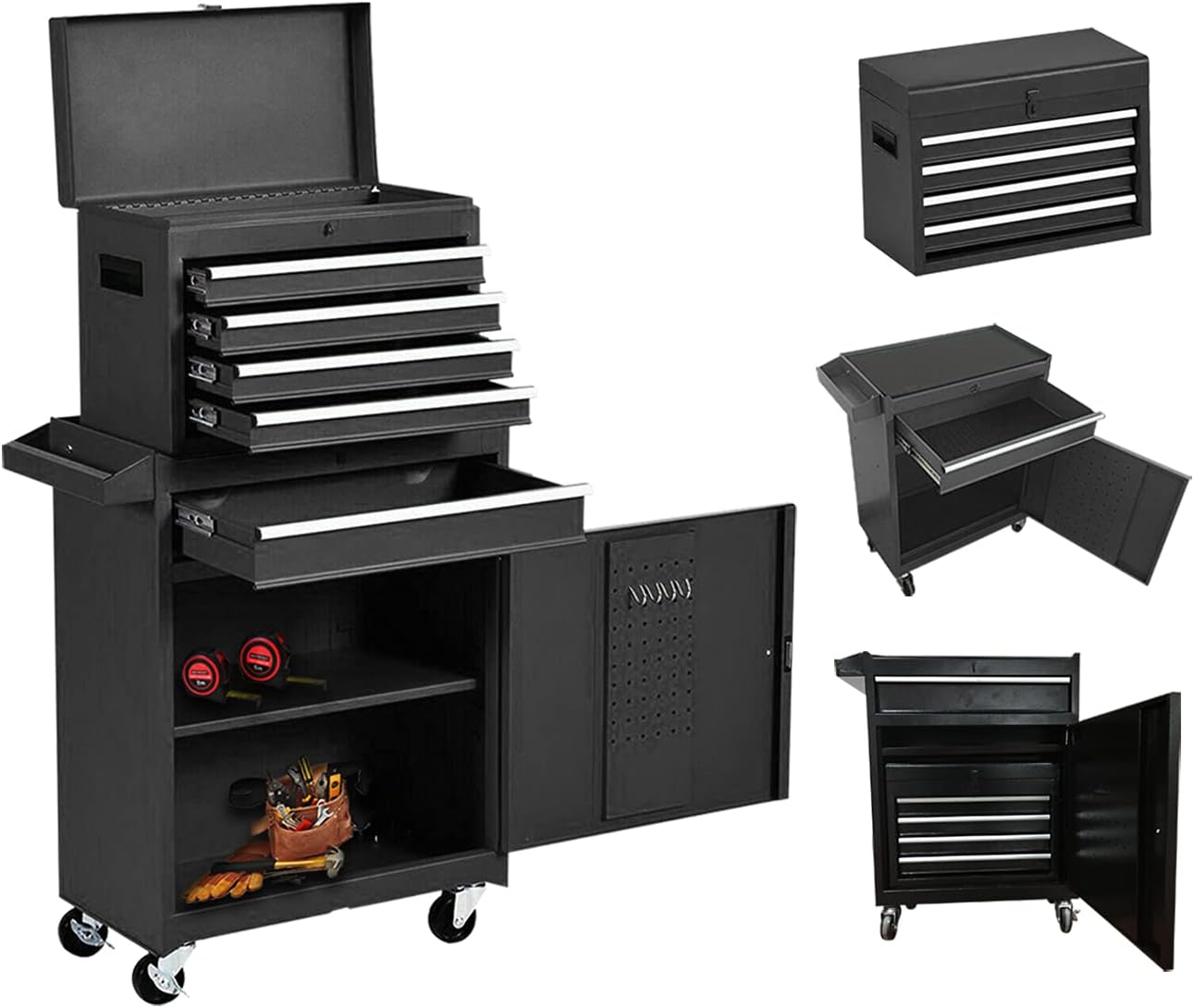 5-Drawer Rolling Tool Chest, Keyed Locking System Tool Box Big Tool Cabinet with Sliding Drawers and 4 Universal Wheels