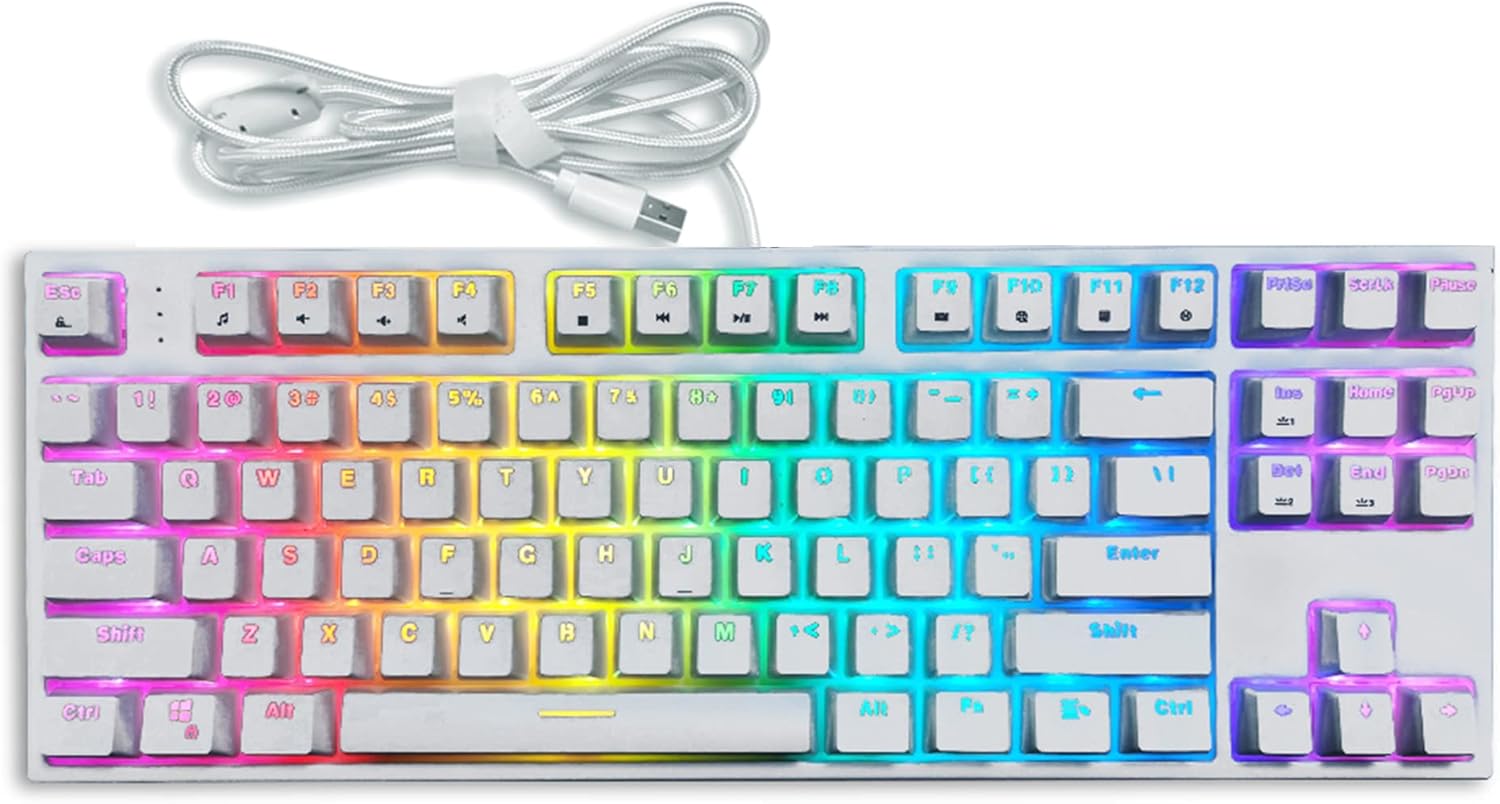 SUPUR NEWLING Wired Gaming Keyboard RGB Backlit Mechanical Keyboard TKL Red Switch USB Ergonomic PC Gaming Keyboards for Mac/Laptop Window 10