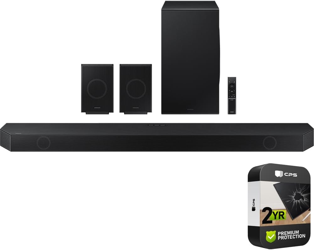 SAMSUNG HW-Q990D Q-Series 11.1.4 ch. Wireless Dolby Soundbar with Q-Symphony (2024) (Renewed) Bundle with 2 Year Enhanced Protection Pack