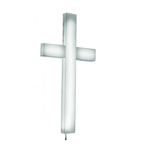 FixtureDisplays® Cross, Christian Lighted Church Sign White Plexiglass LED Light 11673 11673