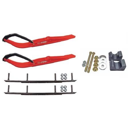 Cu0026A Pro Red Razor Snowmobile Skis w/ 10 inch Round Bars Complete Kit Arctic Cat 2009 and Previous
