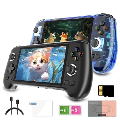 RG556 Handheld Game Console with 8000+ Games,5.48-inch AMOLED Screen Android 13 Unisoc T820 Retro Arcade Gaming Console