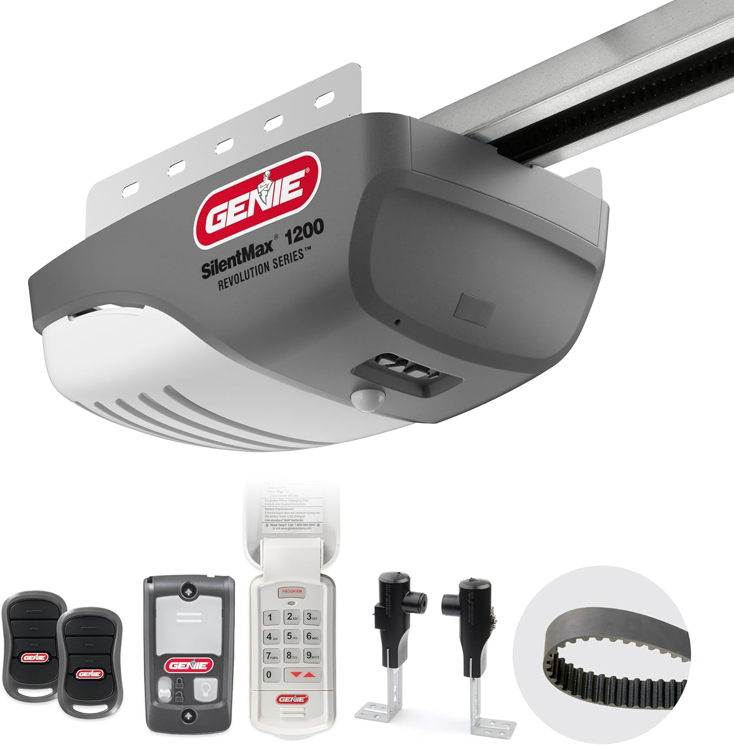 Genie SilentMax 1200 Model 4042-TKH Garage Door Opener with Motion Detection Lighting, Ultra-Quiet Steel-Reinforced Belt Drive, 140V DC Motor