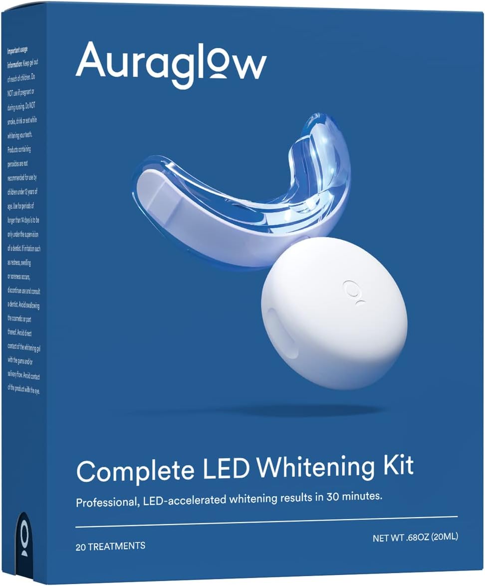 Auraglow Teeth Whitening Kit with LED Light, 35% Carbamide Peroxide, 20 Whitening Treatments