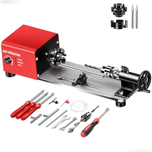 Mini Lathe, WM101A-Plus Mini Wood Lathe Machine, 24VDC 96W Power Lathe, Small Benchtop Lathe with Wood Turning Lathe Tools Kits