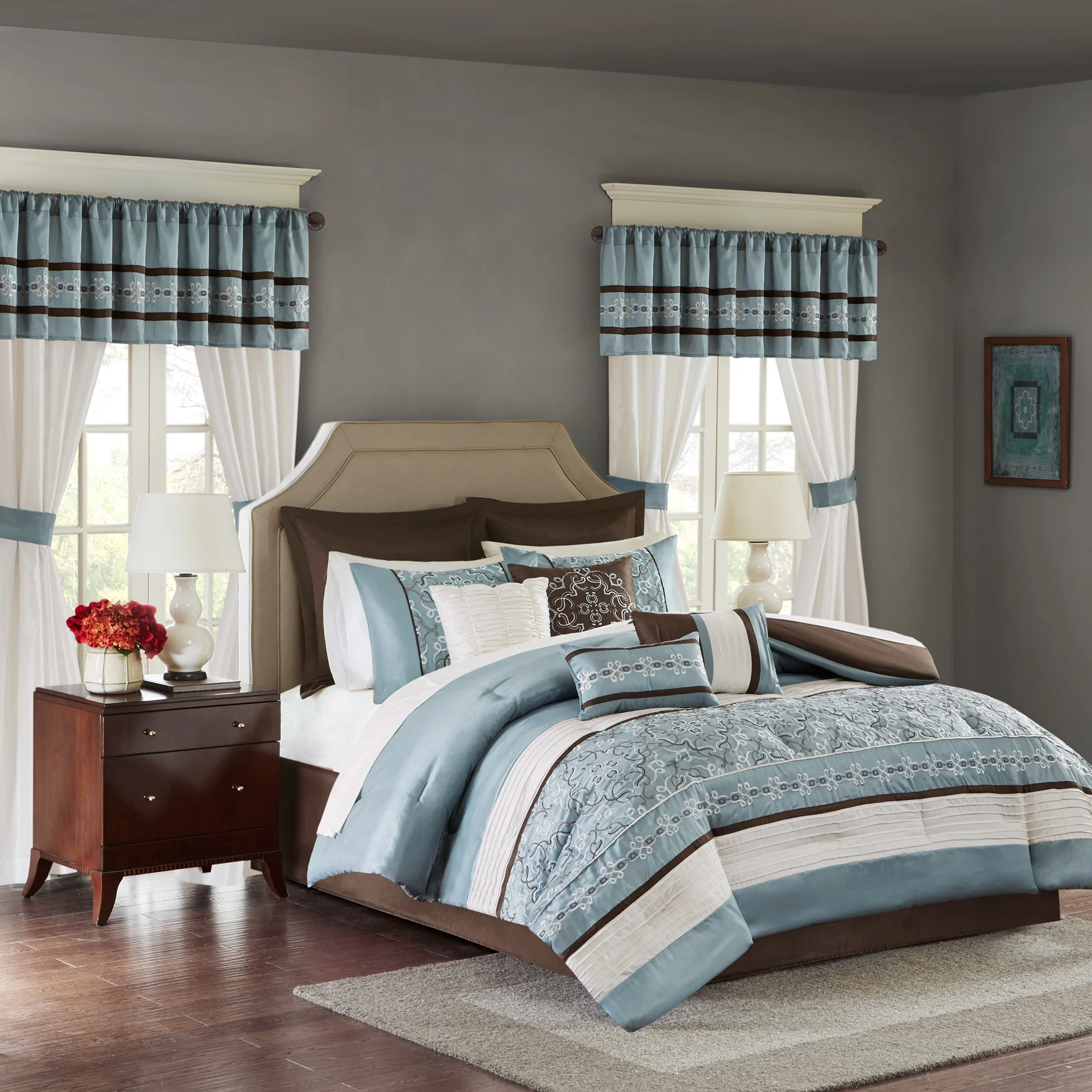 Home Essence Seafoam 24 Piece Room in a Bag, Cal King