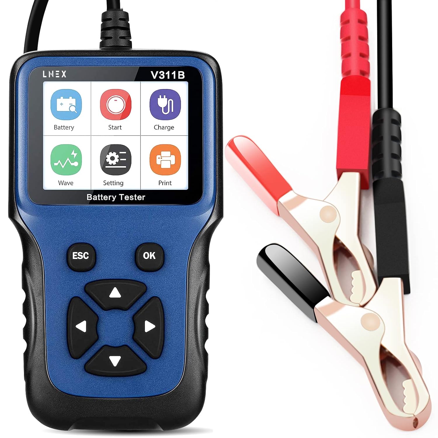 Car Battery Tester, LNEX 12V 24Volt Automotive Battery Tester, 2.4" Color Screen, 100-2000CCA Fast Accurate Battery Load Tester With TPU Case