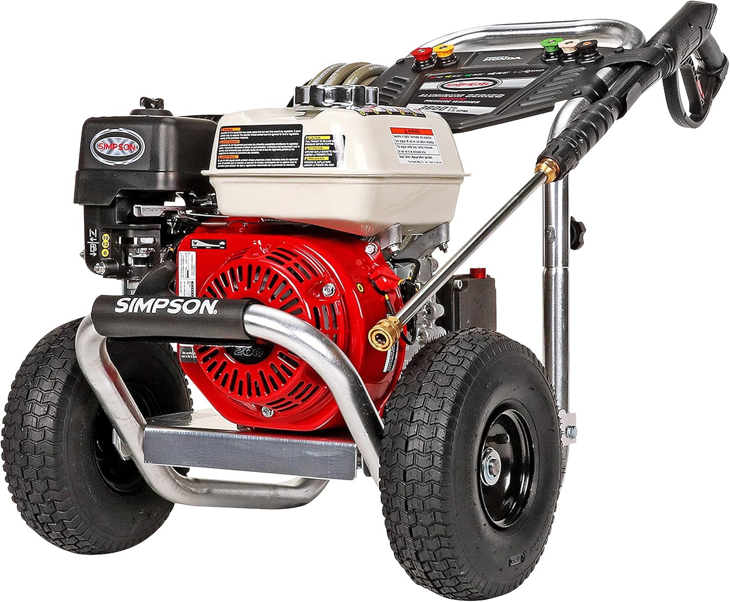 SIMPSON Cleaning ALH3425 Aluminum Gas Pressure Washer Powered by Honda GX200, 3600 PSI @ 2.5 GPM, Black & Red