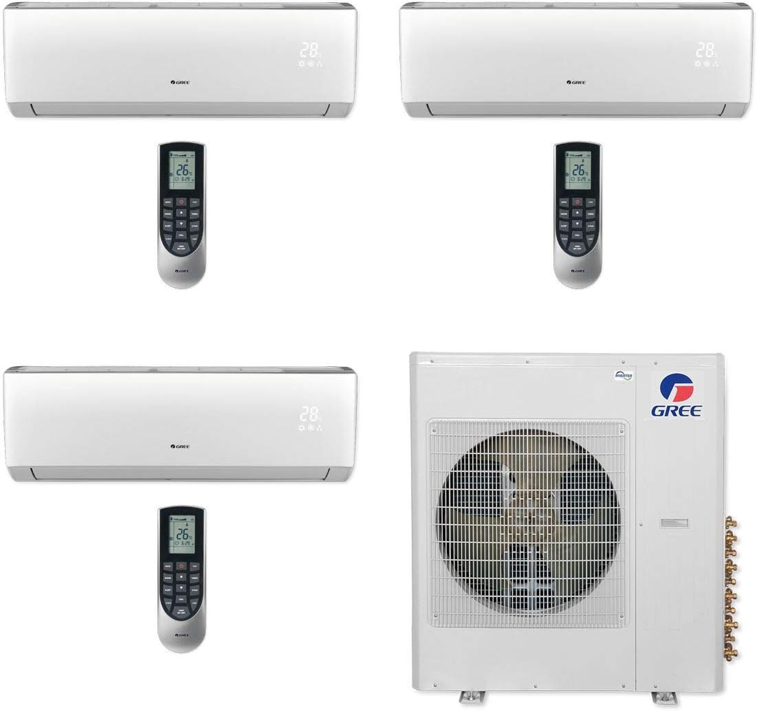 Gree 36,000 BTU Multi21+ Tri-Zone Wall Mount Mini Split Air Conditioner Heat Pump 208/230V SEER 21 (9-18-18)