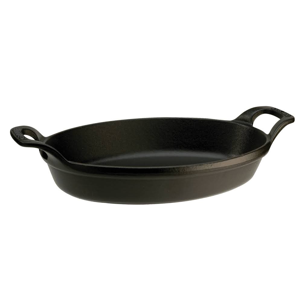 Staub Cast Iron 11X8x22 Oval Baking Dish, Black Matte