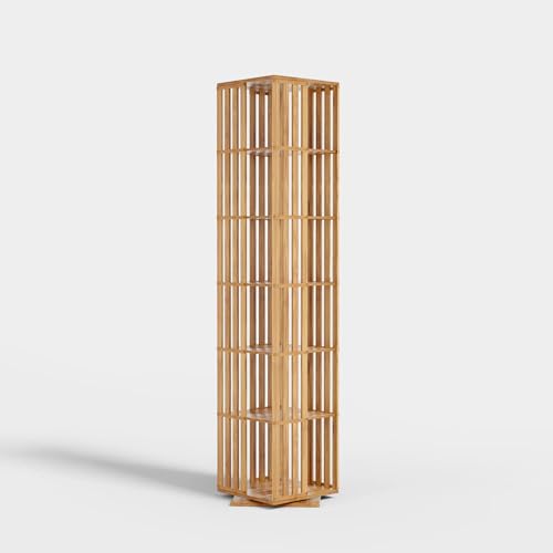 Rotating Bookshelf Tower, 360 Display Spinning Bookcase, Bamboo Bookshelf Floor Standing Storage Rack