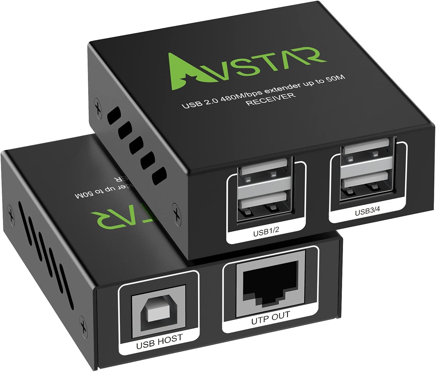 USB Extender 165ft/50m Over Cat5e/6, 4 USB 2.0 Ports, USB Over Ethernet Extension,Two Webcam Work Sync,Plug and Play, No Driver,for Windows,MacOS