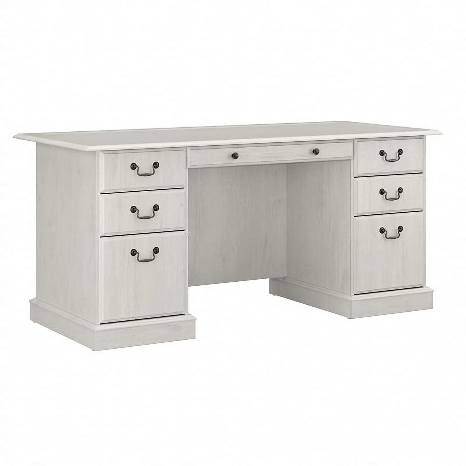 Scranton & Co Furniture Traditional Wood Executive Desk with Drawers in White