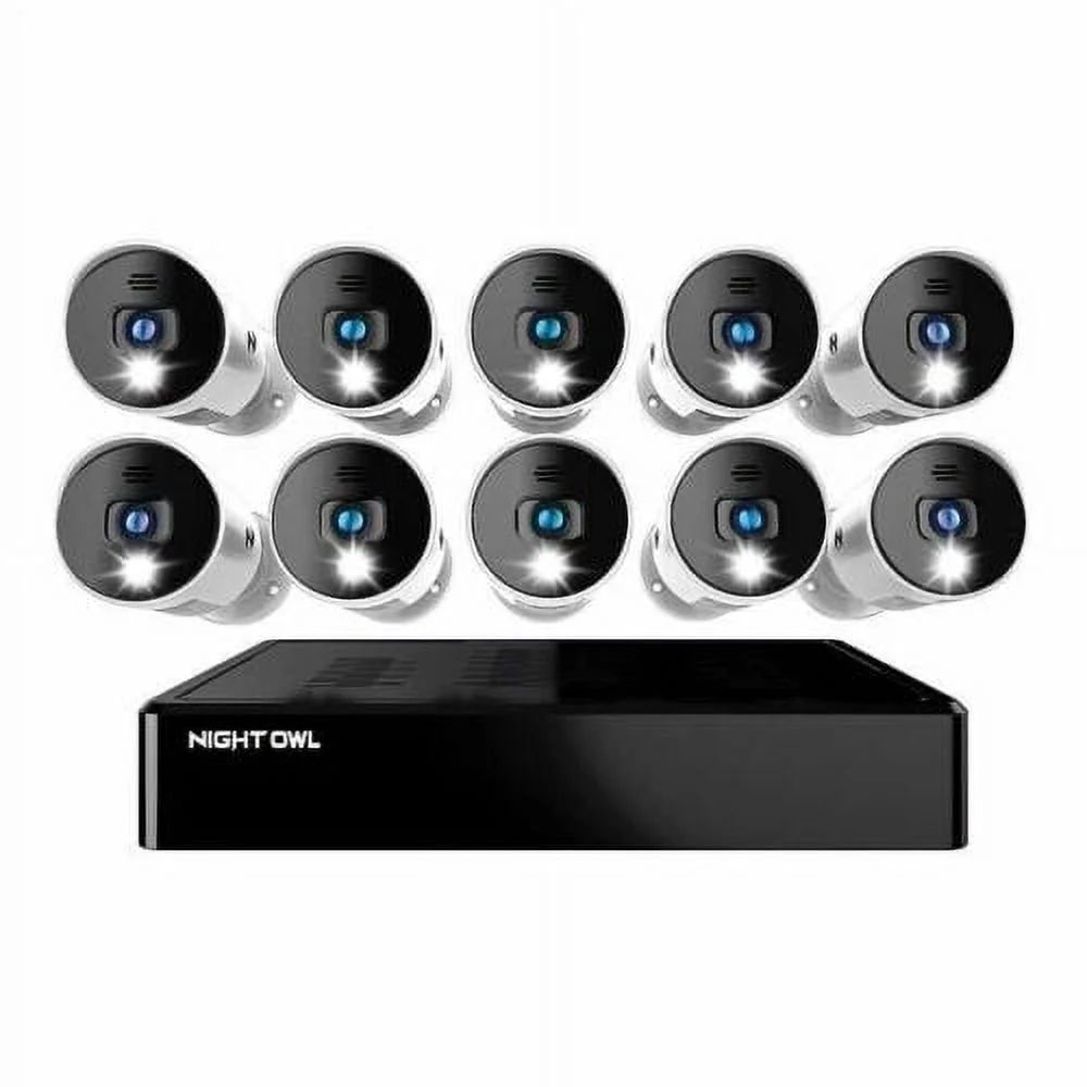 Night Owl 16 Channel 1080p Bluetooth DVR with 1TB Hard Drive and 10 Wired 1080p Indoor / Outdoor Spotlight Cameras with Audio