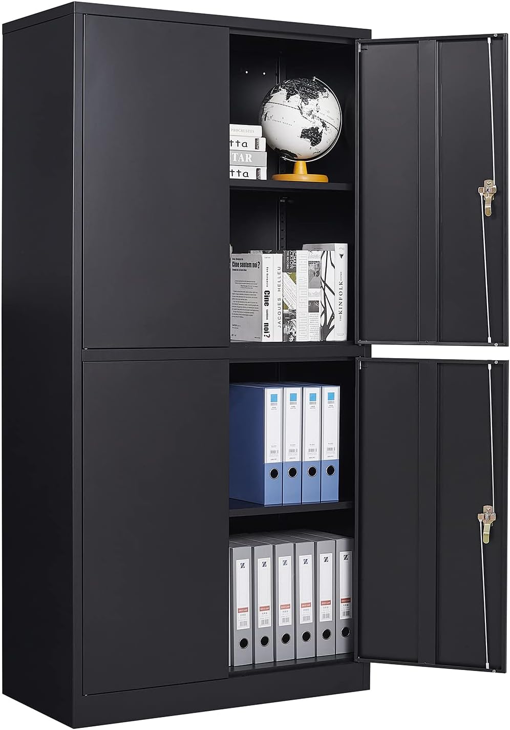 Fesbos Metal Locker Steel Storage Cabinet with 4 Doors for Office School Gym Metal Storage Locker Cabinets for Employees Students Steel Locker (Black)