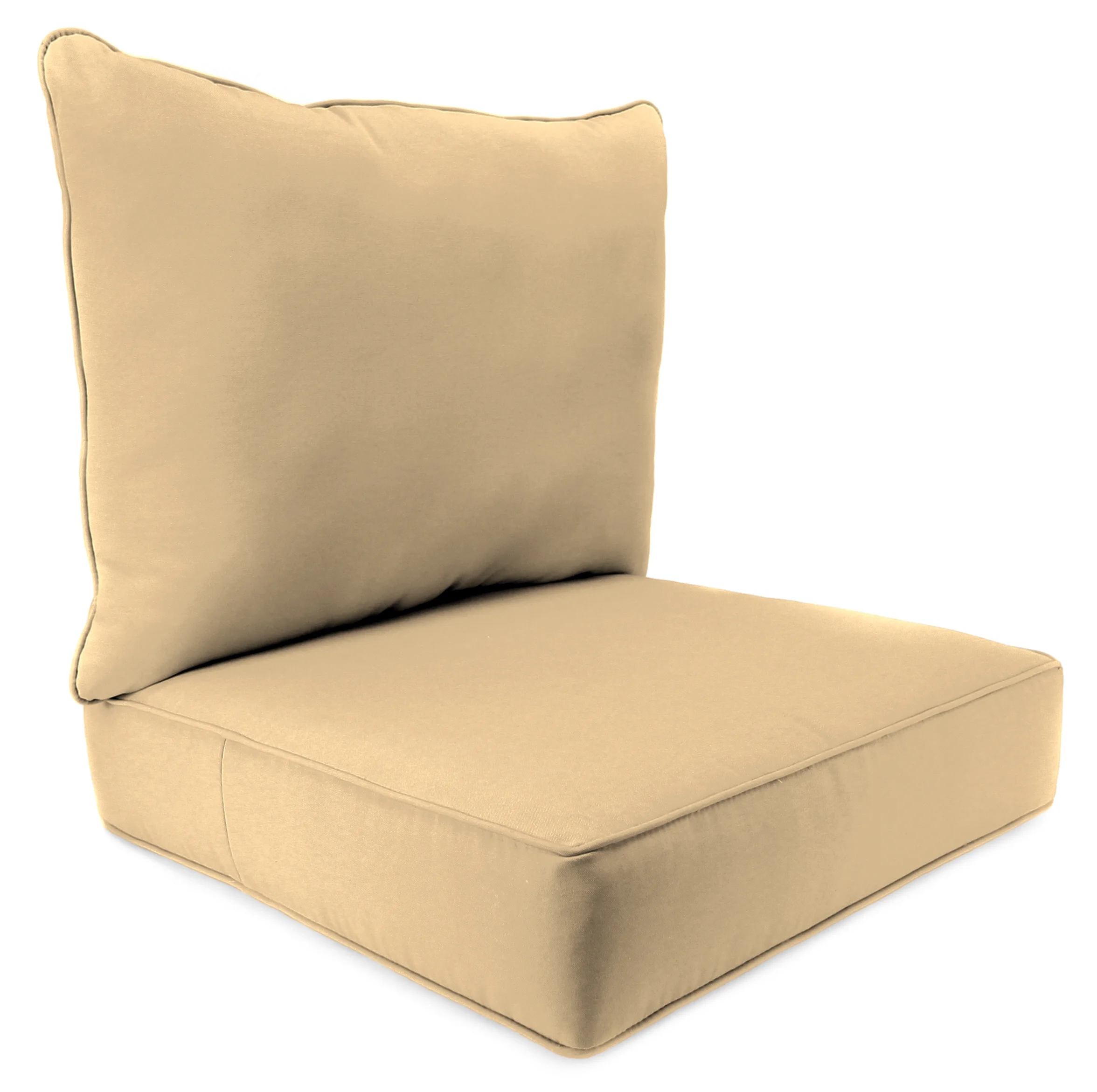 Jordan Manufacturing 46.5" x 24" Antique Beige Solid Square Outdoor Deep Seating Patio Seat Cushion and Back Cushion 2-Piece Set