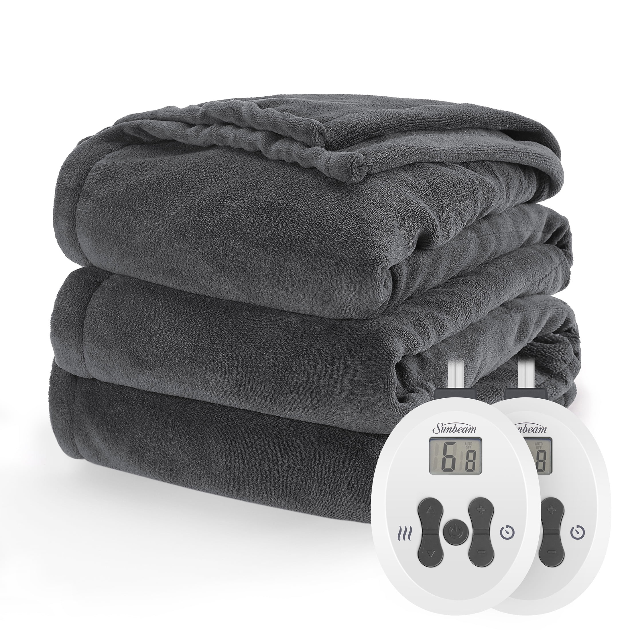 Sunbeam Dark Shadow Nordic Premium Electric Heated King Size Blanket, 100" x 90", 12 Heat Settings, 12-Hour Selectable Auto-Off, Machine Washable