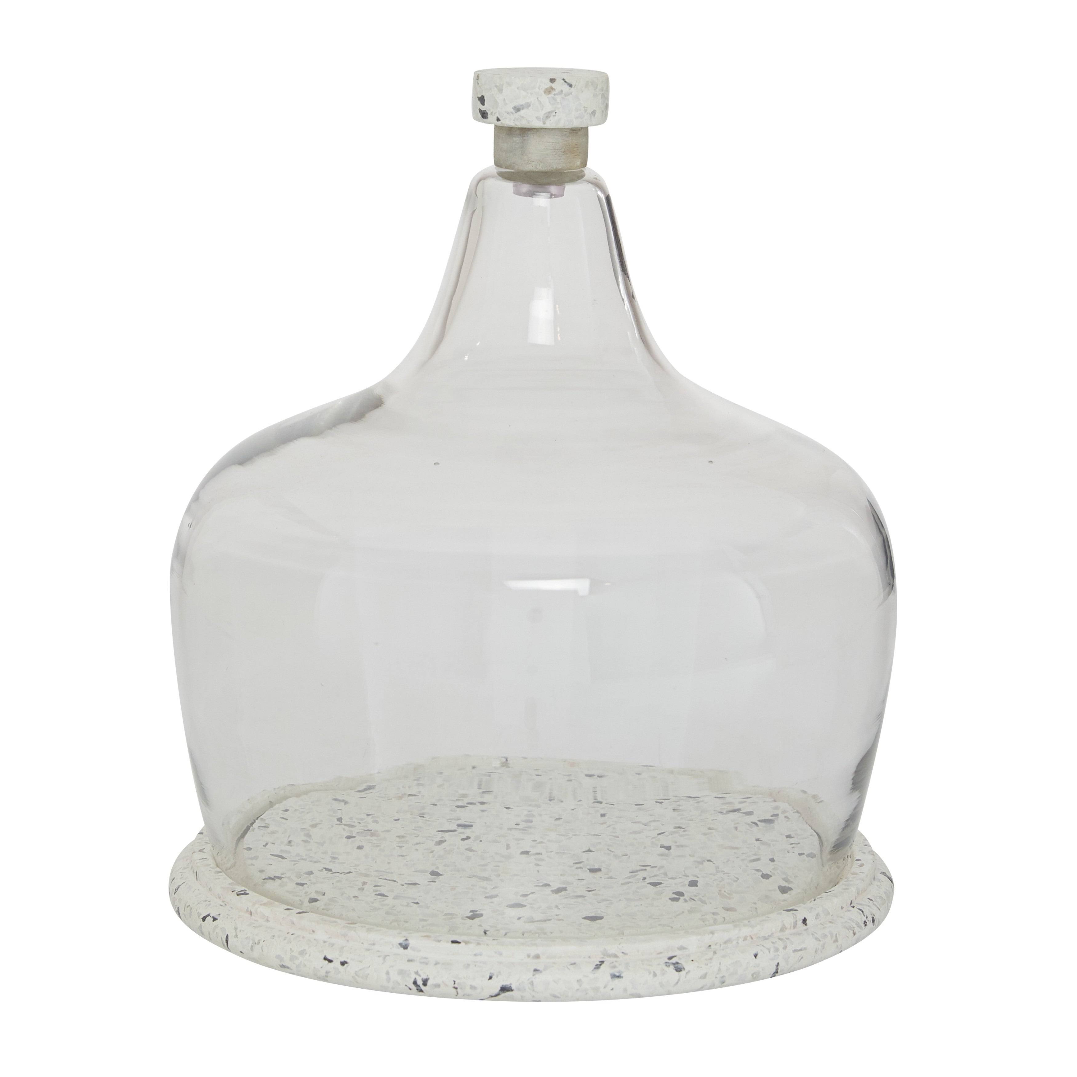 Zimlay White Stoneware and Glass Contemporary Cake Stand with Cloche 24819