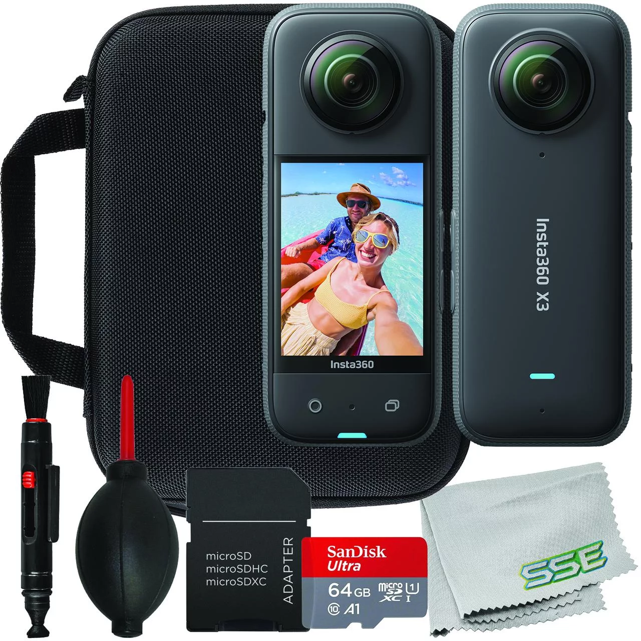Insta360 ONE X3 with Ultimaxx Basic Bundle + SanDisk 64GB Ultra micro SDXC Memory Card
