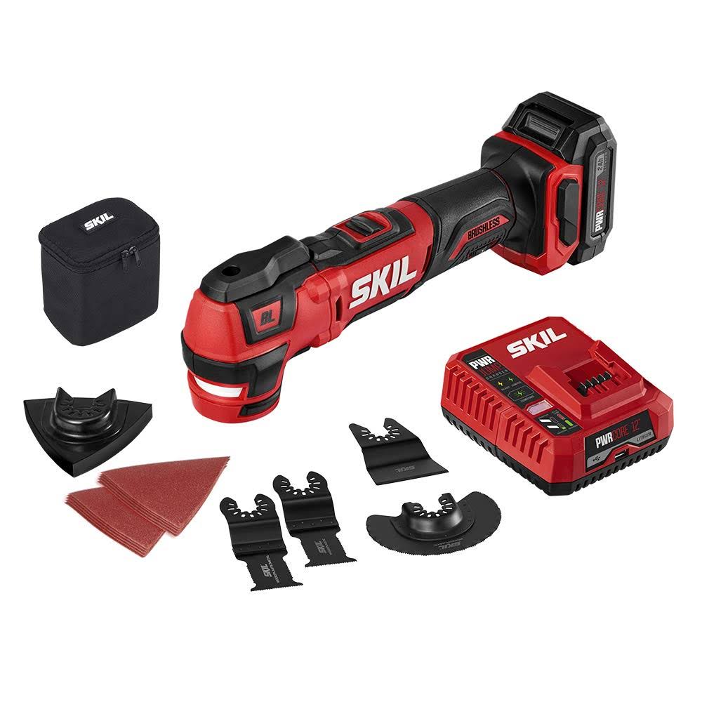Skil PWRCore 12 Brushless 12V Oscillating Multitool, Includes 2.0Ah Lithium Battery and PWRJump Charger - OS592702