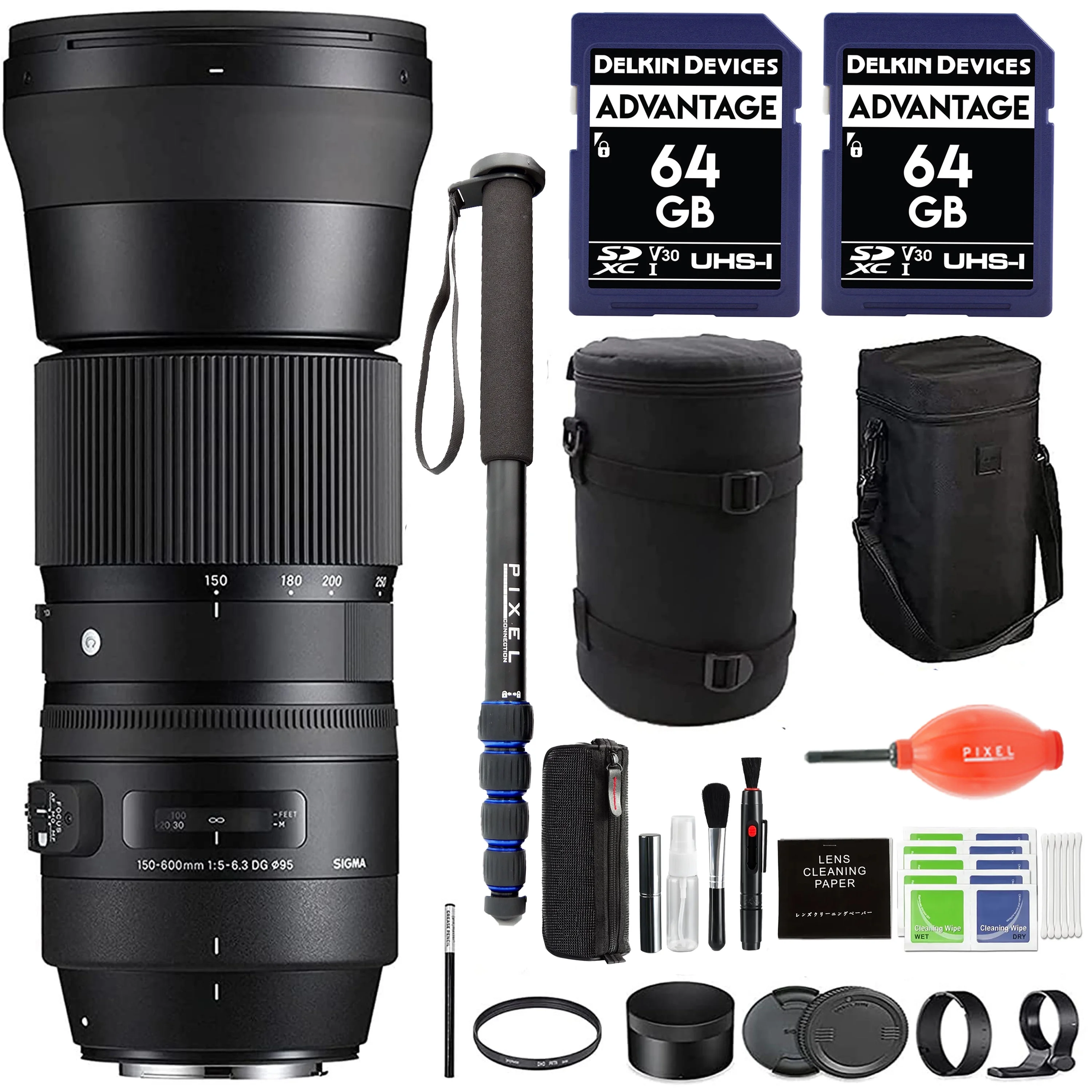 Sigma 150-600mm 5-6.3 Contemporary DG OS HSM Lens for Nikon DSLR Cameras + Complete Accessory and Travel Bundle - Curated Treasures Market