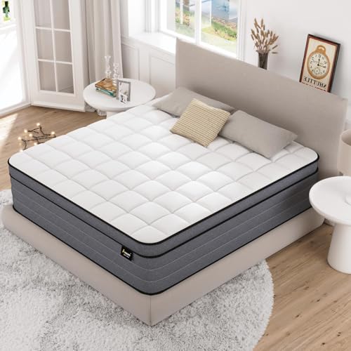 King Size Mattress, 14 Inch King Hybrid Mattress in a Box with Gel Memory Foam and Pocket Springs, Medium Plush Feel