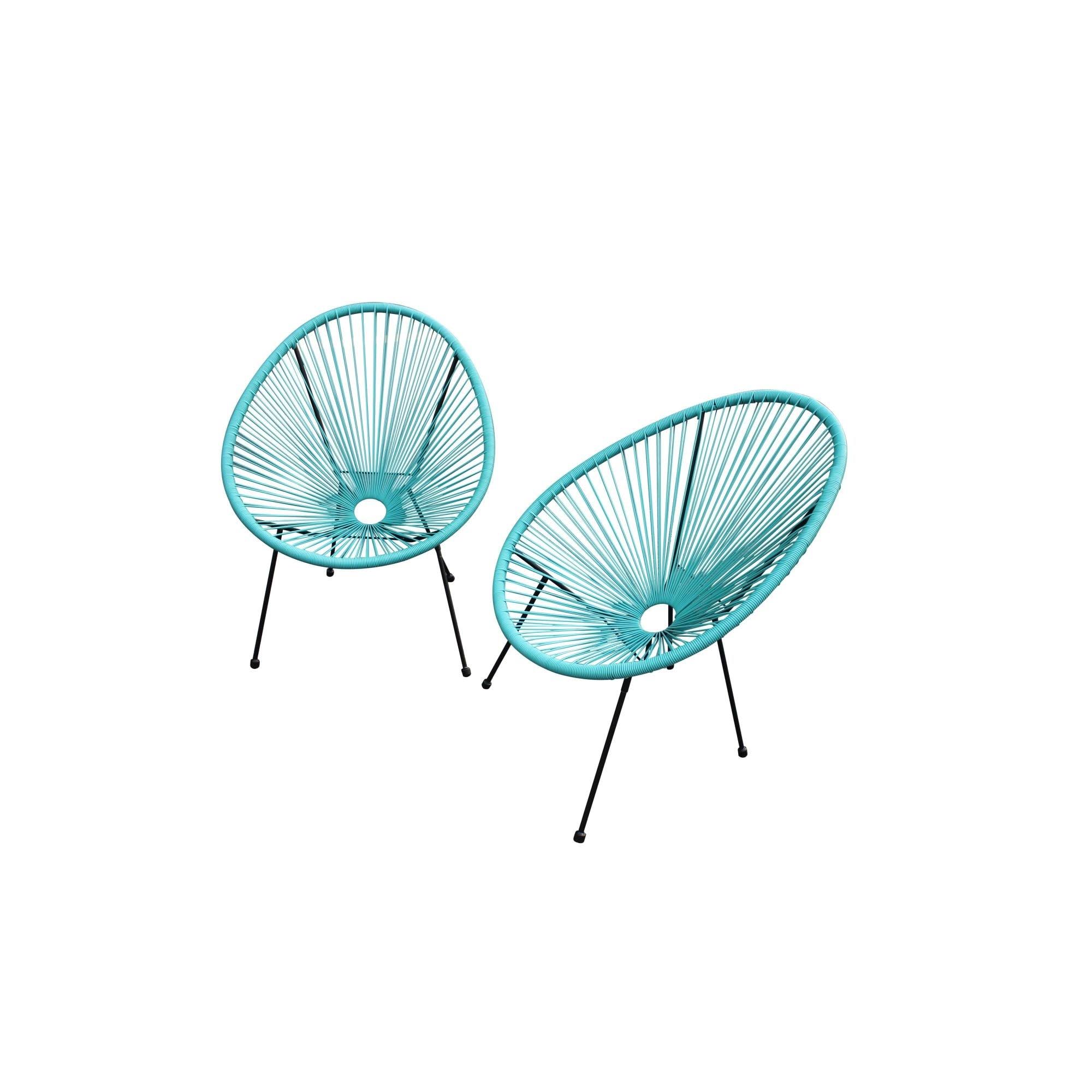Luxury Living Egg Shaped Papasan Acapulco Indoor Outdoor Chair Set of 2 in Aqua