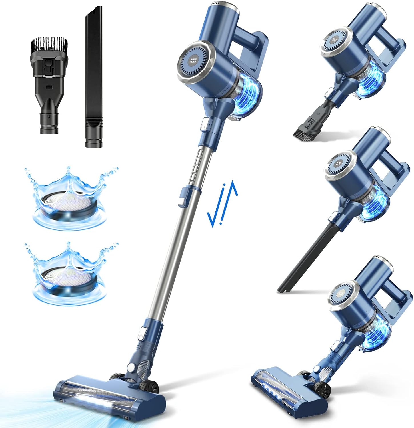 Cordless Vacuum Cleaner with LED Display, 20000Pa Stick Vacuum 4 in 1, Lightweight, Up to 30 Minutes Runtime