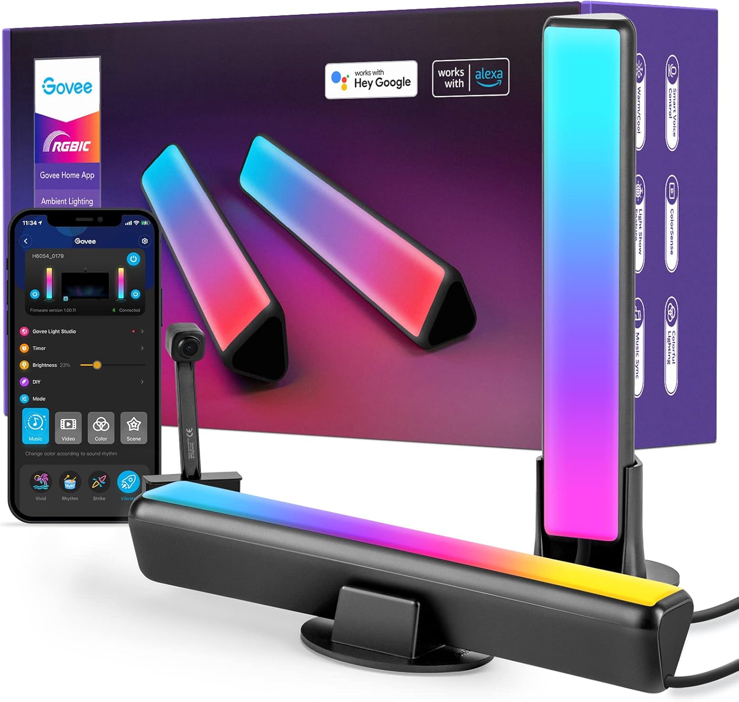 Govee LED Smart Light Bars with Camera, RGBIC Smart Backlights, Music Sync Kit Works with Alexa & Google Assistant