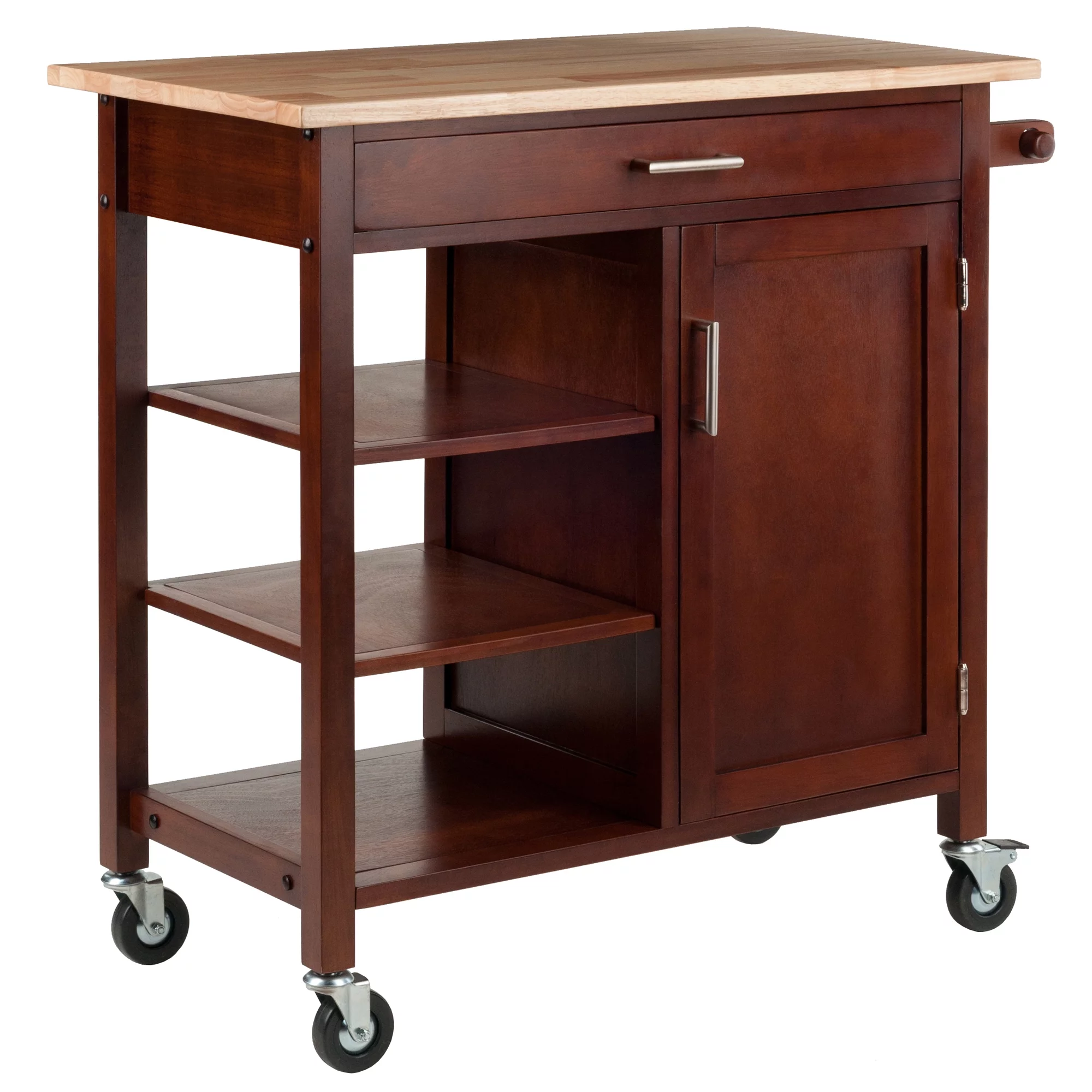 Winsome Wood Marissa Kitchen Utility Cart, Two-Tone, Natural & Walnut Finish