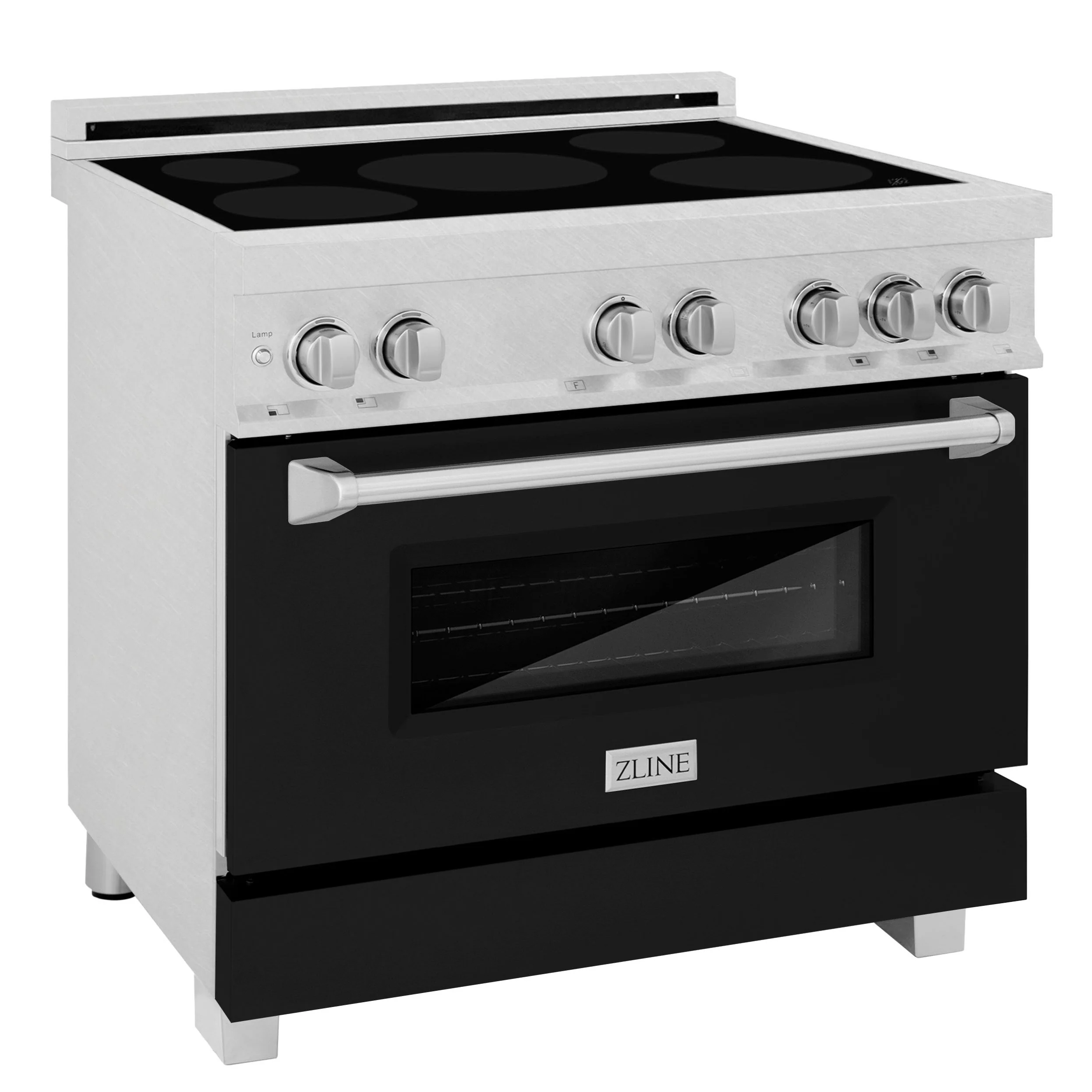 ZLINE 36 4.6 cu. ft. Induction Range with a 5 Element Stove and Electric Oven in Durasnow and Black Matte, RAINDS-BLM-36