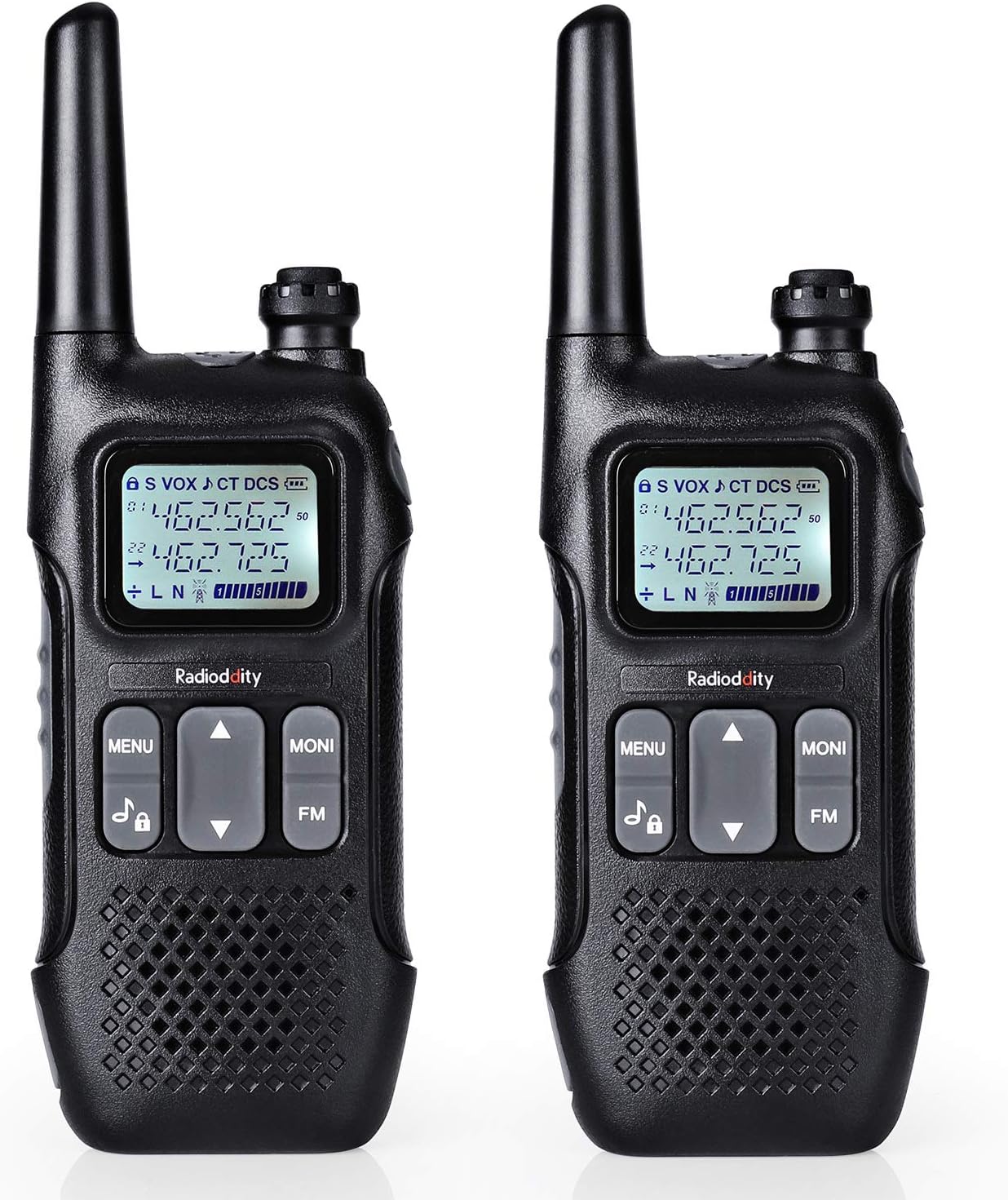 Radioddity FS-T1 FRS Two-Way Radio Long Range License-Free Walkie Talkies NOAA, 22 Channels 154 Privacy Codes with Earpiece, USB Charging