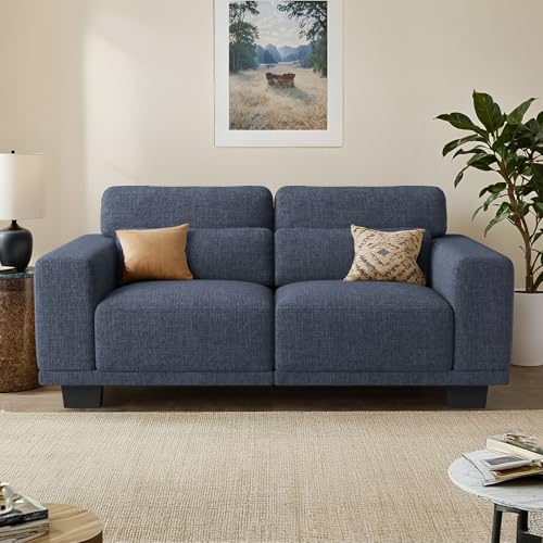 Pipishell 3 Seater Sofa Couch with Deep Seats, 89" Modern Linen Sofa with Wide Armrests, Comfy Couches for Living Room, Bedroom, Apartment and Office