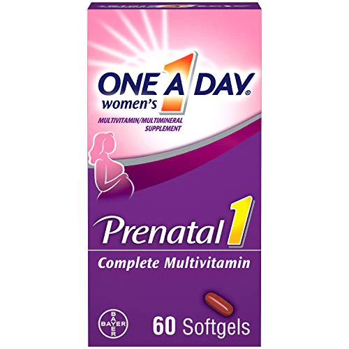 One A Day Women's Prenatal 1 Multivitamin Including Vitamin A, Vitamin C, Vitamin D, B6, B12, Iron, Omega-3 DHA & more, Tablet,Softgels, 60 Count