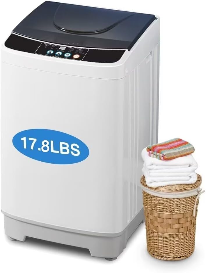 Small Washer Machine for Apartment, Washer and Dryer Combo with LED Display, 17.8LBS Apartment Washing Machine with 10 Washing Programs
