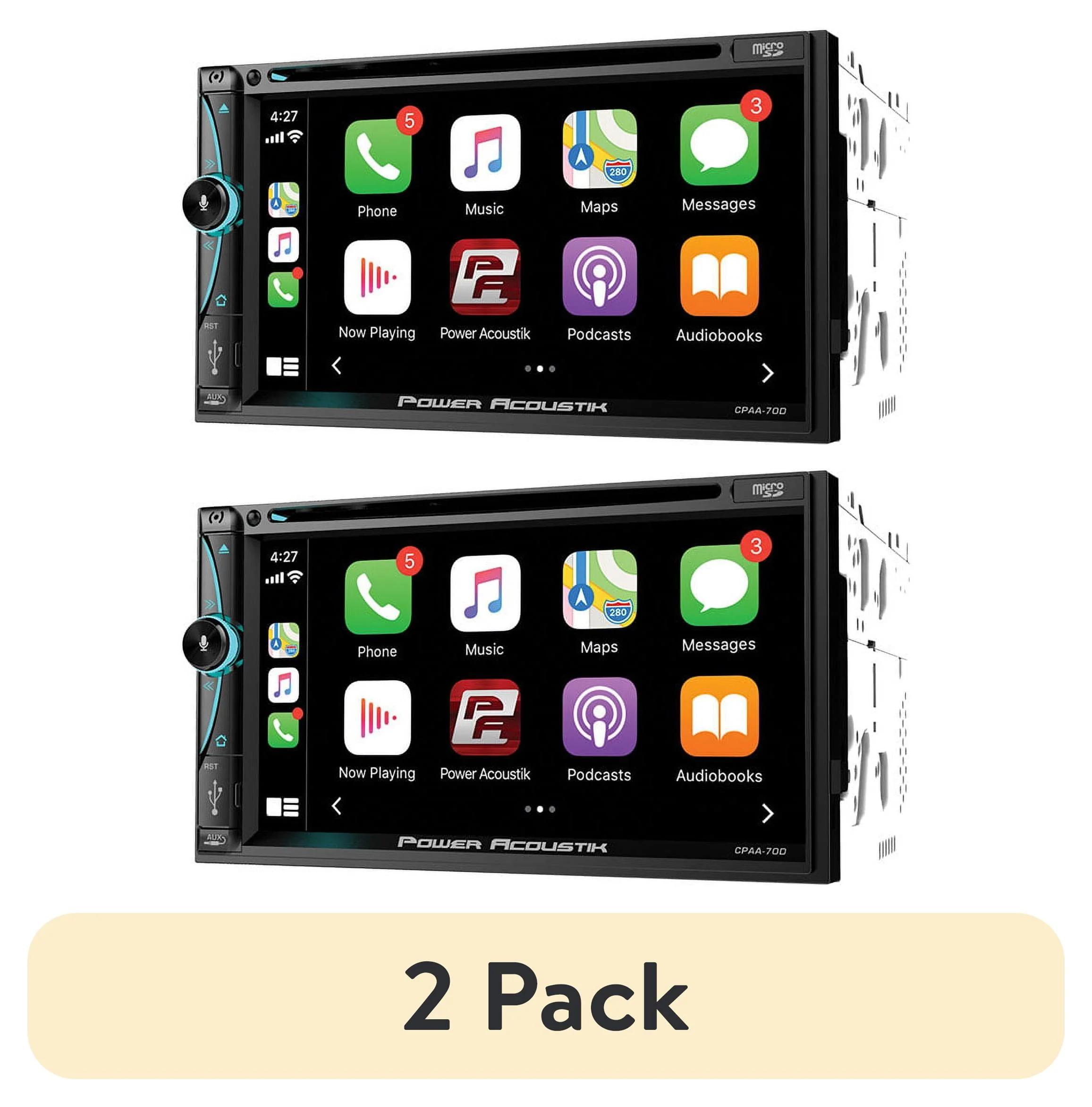 Power Acoustik CPAA-70D 2-Din 7 DVD/Carplay/Android/Bluetooth/USB Car Receiver