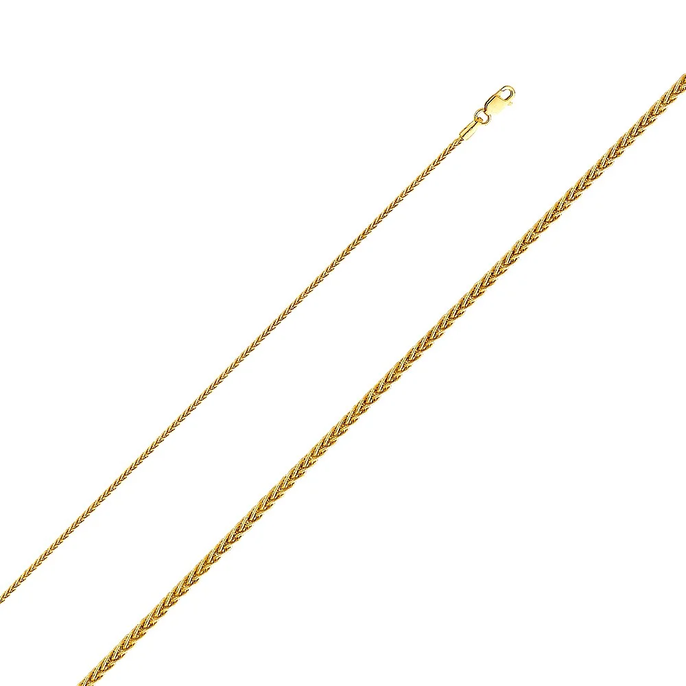 Precious Stars 14K Yellow Gold 1.4-mm Thin & Dainty Matte-finish Round Wheat Chain