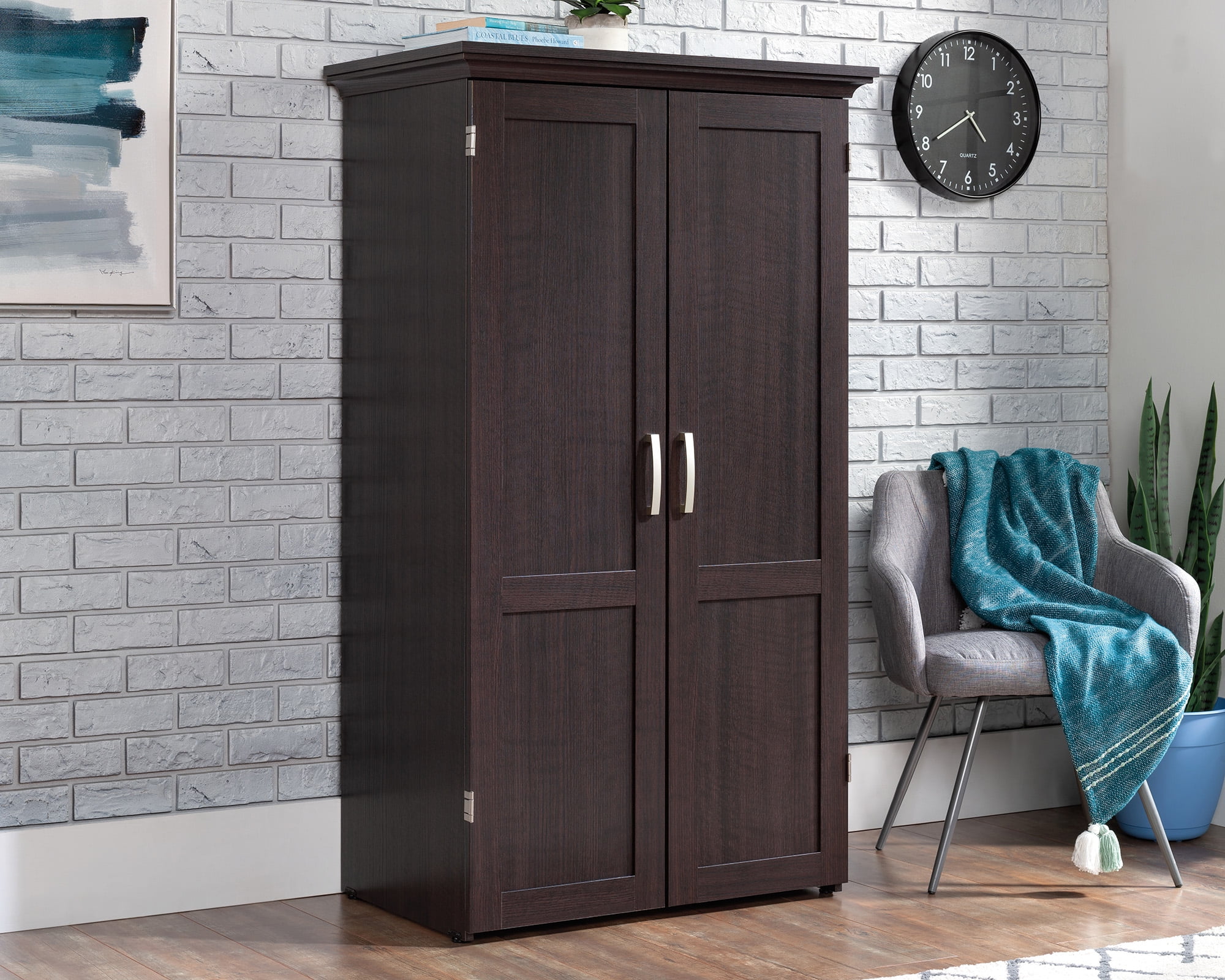 Sauder Select Craft or Office Armoire in Dakota Oak - Curated Treasures Market