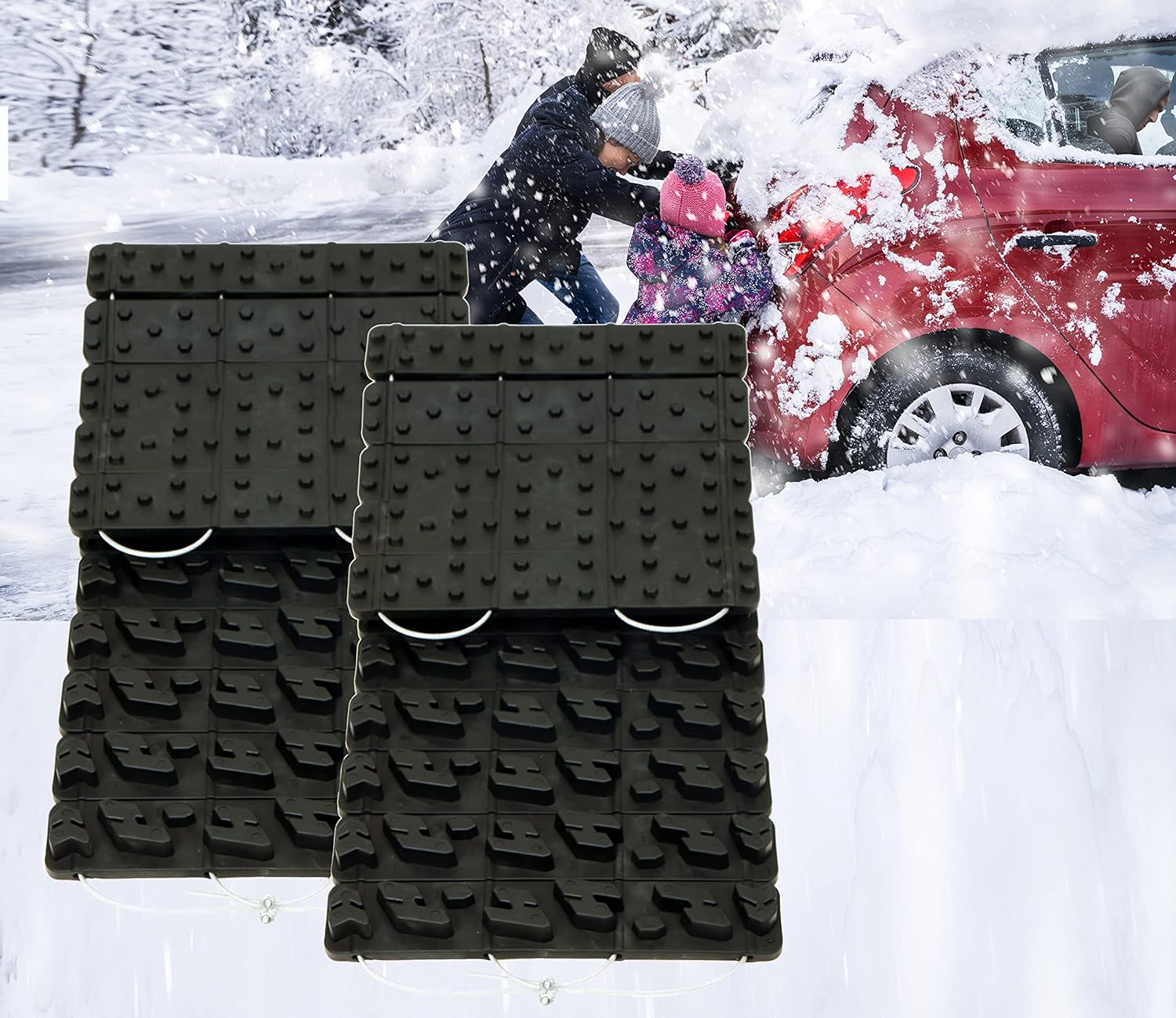 TARKII Tire Traction Mats, Two 39.3 Inch Portable Emergency Caterpillar Bands to Get Your Vehicles Unstuck in Snow, Mud and Sand
