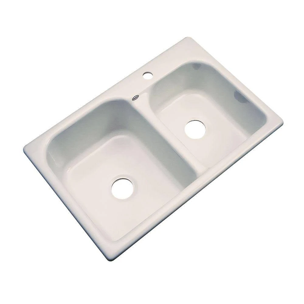 Thermocast Cambridge Drop-In Acrylic 33 in. 1-Hole Double Bowl Kitchen Sink in Desert Bloom 45161