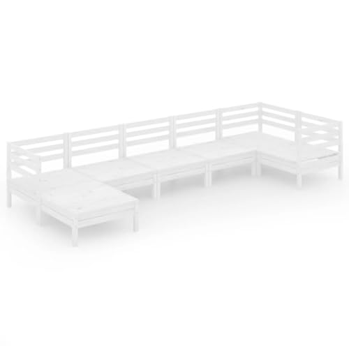 7 Piece Patio Lounge Set,Outdoor Patio Furniture Set All Weather Outdoor Sectional Sofas Wooden Conversation Set for Balcony Solid Pinewood Gray