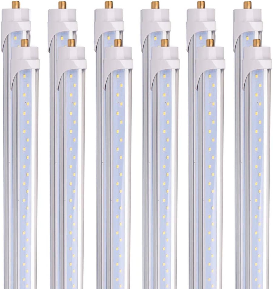 Barrina 8 Foot LED Bulbs, 44W 5500lm 6500K, Super Bright, T8 T10 T12 LED Tube Lights, FA8 Single Pin LED Lights , Clear Cover