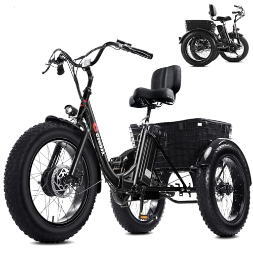 Geemax Electric Tricycle for Adults, 20" x 4.0 Fat Tire Electric Trike, Peak 500W 20MPH 36V 13Ah Lithium Battery UL Certified