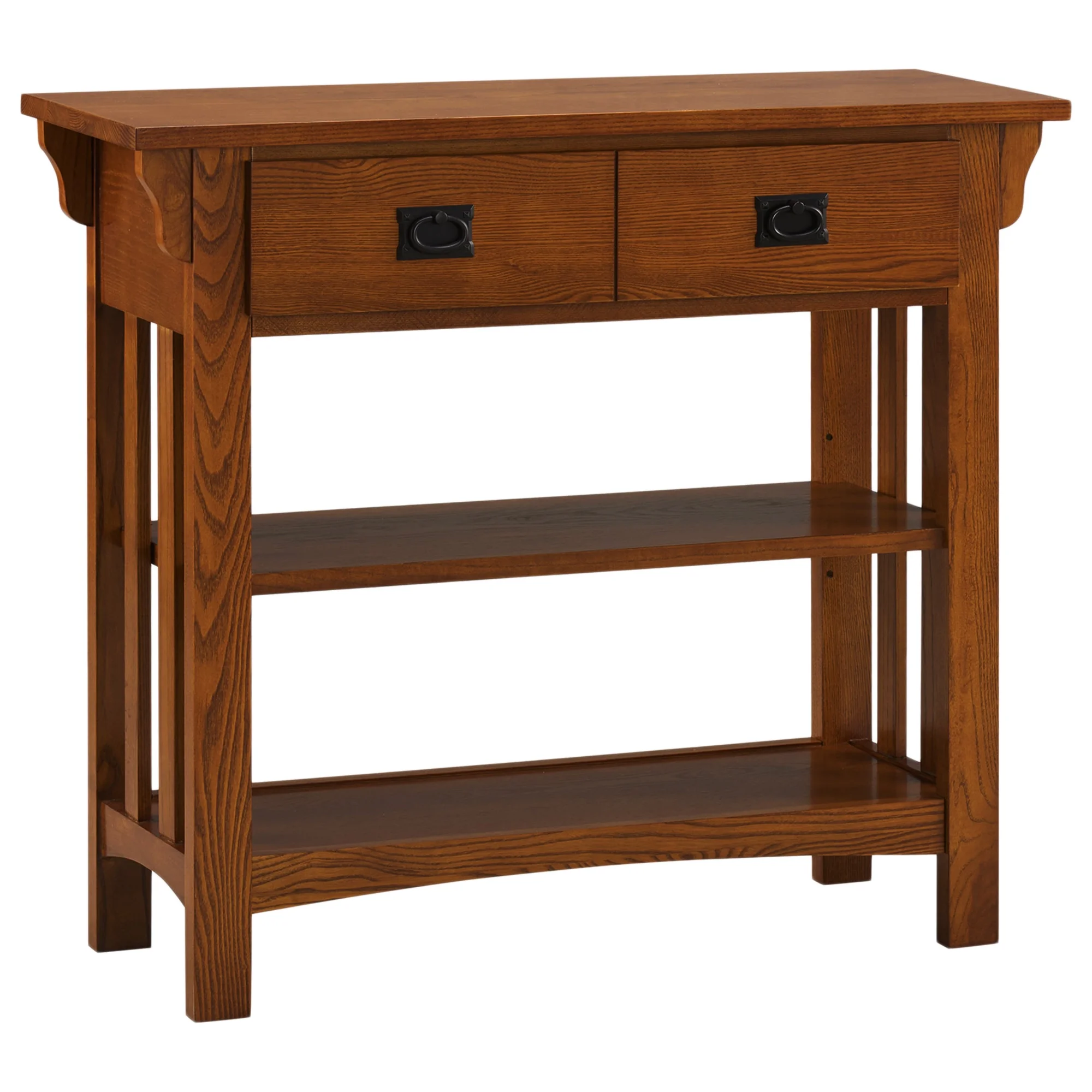 Leick Home 8261 Mission Bookcase Console Table with Drawers, Made with Solid Wood, for Living Room, Entry Way, Office, Bedrooms, Russet Finish