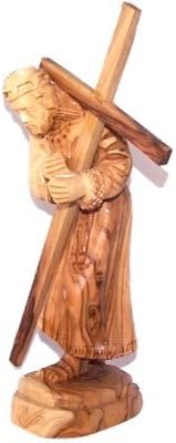 Holy Land Market Jesus Carrying The Cross - Olive Wood (20 cm or 8 Inches with Cross)