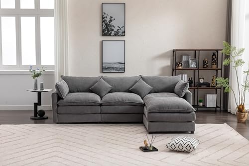 110.63" Modular Sectional Sofa, U Shaped Sofa Couch with Double Chaises 4 Pillows, High Supportive & Soft Sponges