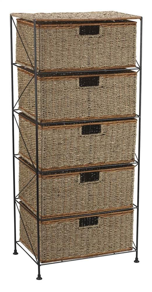 5-Drawer Storage Rattan Unit